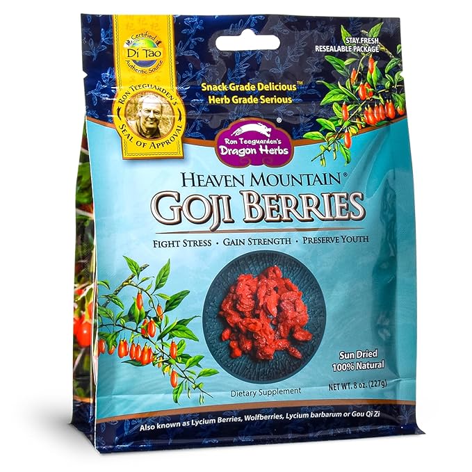 Dragon Herbs Heaven Mountain Goji Berries 8 oz. (227g), moist, fight stress, gain strength, eye vision tonic, all natural ingredients