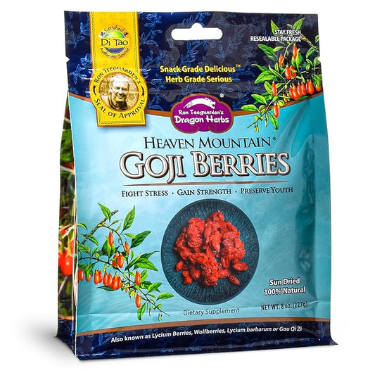 Dragon Herbs Heaven Mountain Goji Berries 8 oz. (227g), moist, fight stress, gain strength, eye vision tonic, all natural ingredients
