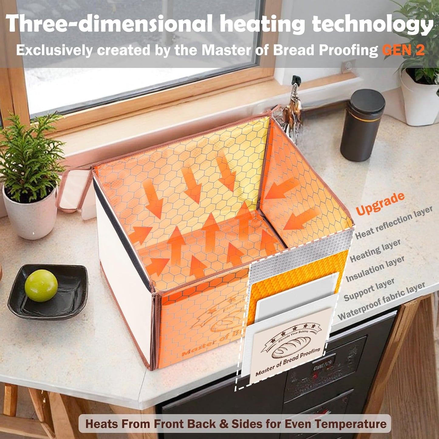 Bread Proofing Box with 68-113℉ Temp Control & 99H Timer - Folding Bread Proofer Sourdough Proofing Box with Metal Rack Warming Foldable Proofer for Dough, Baking, Pizza