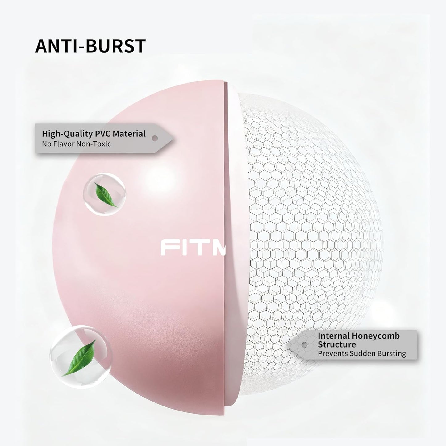 Pilates Ball 10 Inch Anti-Burst Slip Resistant Mini Yoga Ball for Fitness, Core Training, Physical Therapy, Balance, Stability, Stretching 200kg 440lbs Capacity Pink