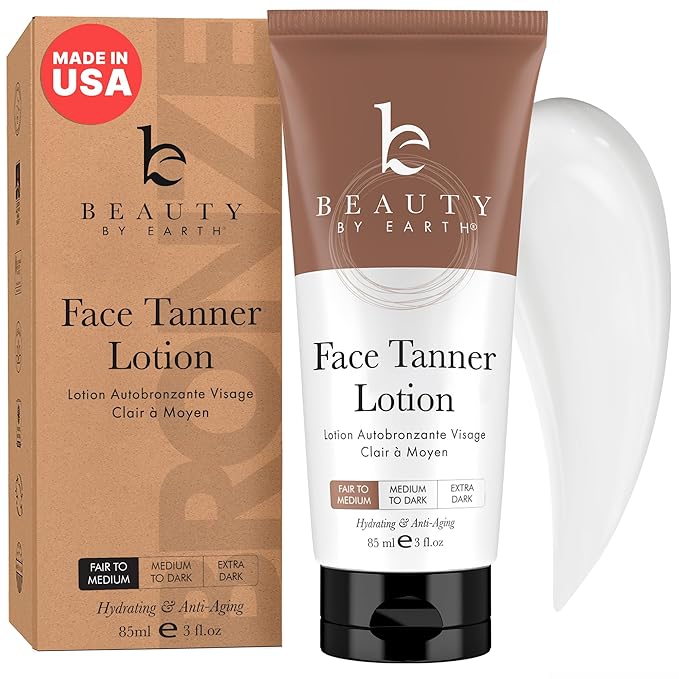 USA Made with Natural & Organic Ingredients Face Tanner - Face Self Tanning Lotion, Non Toxic Self Tanner for Face, Gradual Tan Lotion, Sunless Moisturizer for Fake Tan for Women & Men