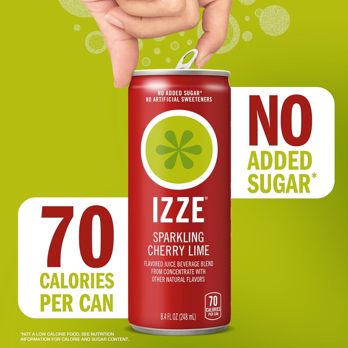 Izze Cherry Lime Straight Beverages, 8.4 FL Oz, Pack of 24