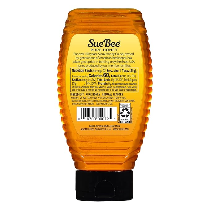 Sue Bee Naturally Flavored Vanilla Honey For Coffee and Pancakes, Salads, Made in USA, 16 oz
