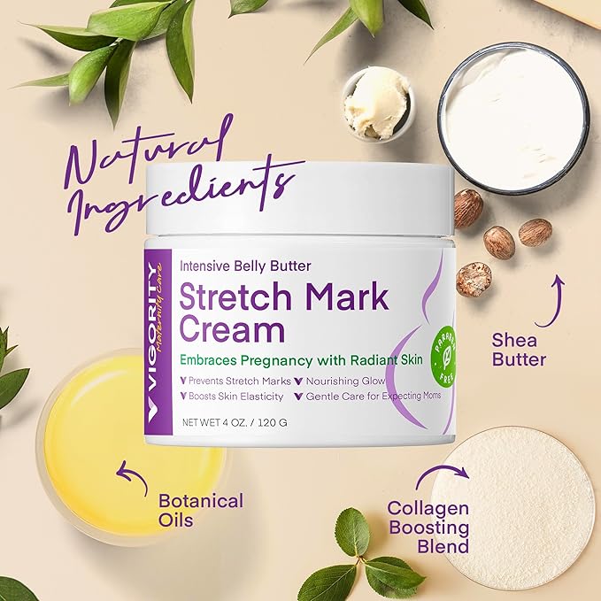 Stretch Mark Cream for Pregnancy: Stretch Mark Treatment - Belly Butter For Pregnant Women - Massage Lotion To Prevent And Repair Maternity Stretch Marks Scar - 4 Oz