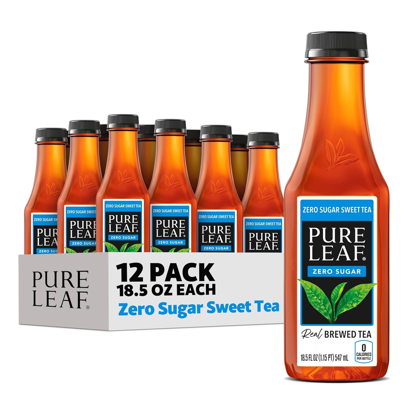 Pure Leaf Iced Tea, Zero Sugar Sweet Tea, 18.5 Fl Oz Bottles (Pack of 12)