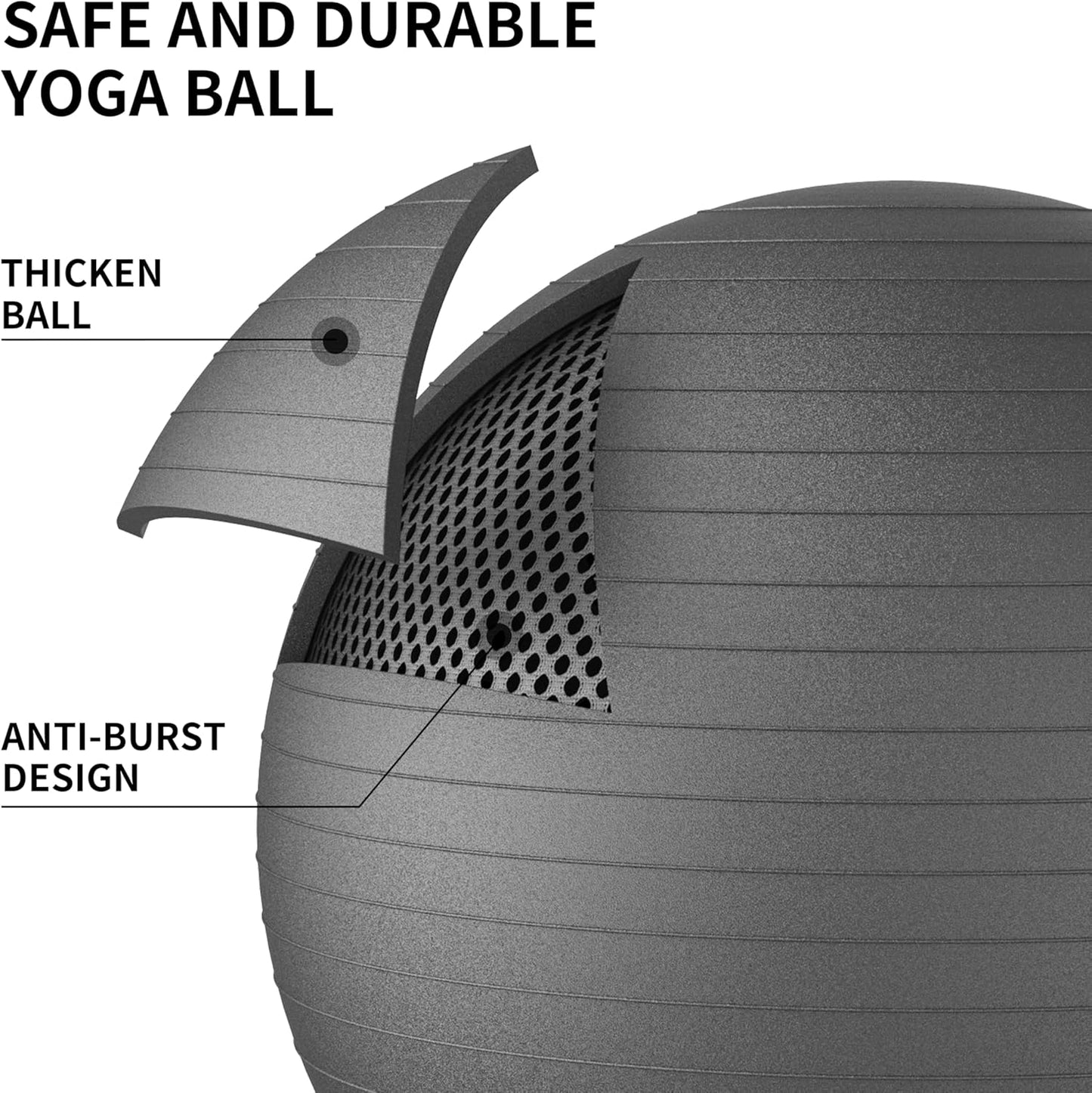 Exercise Balls Set 22-30 Inch & 9 Inch, Small Pilates Ball with Pump, Pregnancy Ball for Women, Yoga Balls for Exercise, Small Exercise Ball for Between Knees, Stability, Physio  Blalck