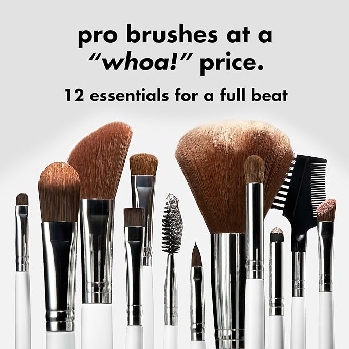 e.l.f. Professional Set of 12 Makeup Brushes, Pro-Worthy Makeup Brushes For A Flawless Full-Face Application, Vegan & Cruelty-Free