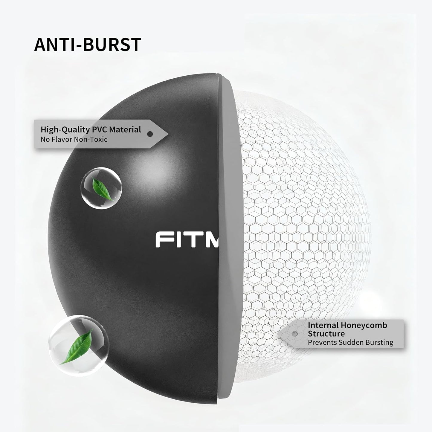 Pilates Ball 10 Inch Anti-Burst Slip Resistant Mini Yoga Ball for Fitness, Core Training, Physical Therapy, Balance, Stability, Stretching 200kg 440lbs Capacity  Black