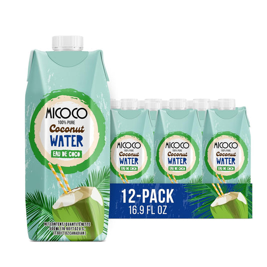 MICOCO Coconut Water, No Added Sugar, 16.9 Fl Oz (Pack of 12)