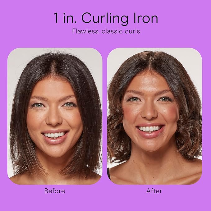 Conair Double Ceramic 1-Inch Curling Iron with Claw Clip, 1-Inch Barrel Creates Classic Curls, Hair Curler for Use on Short, Medium, and Long Hair, White/Rose Gold