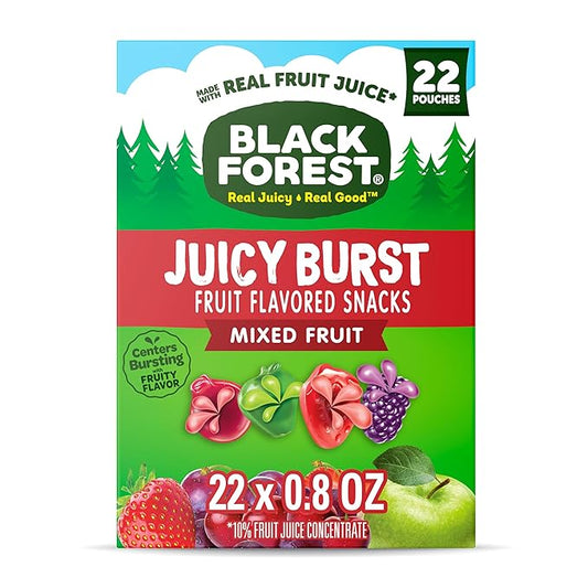 Black Forest, Juicy Burst, Fruit Flavored Snacks, Mixed Fruit Flavors, A Juicy Burst of Natural Flavors, Made with Real Fruit Juice, 0.8 oz 22 ct