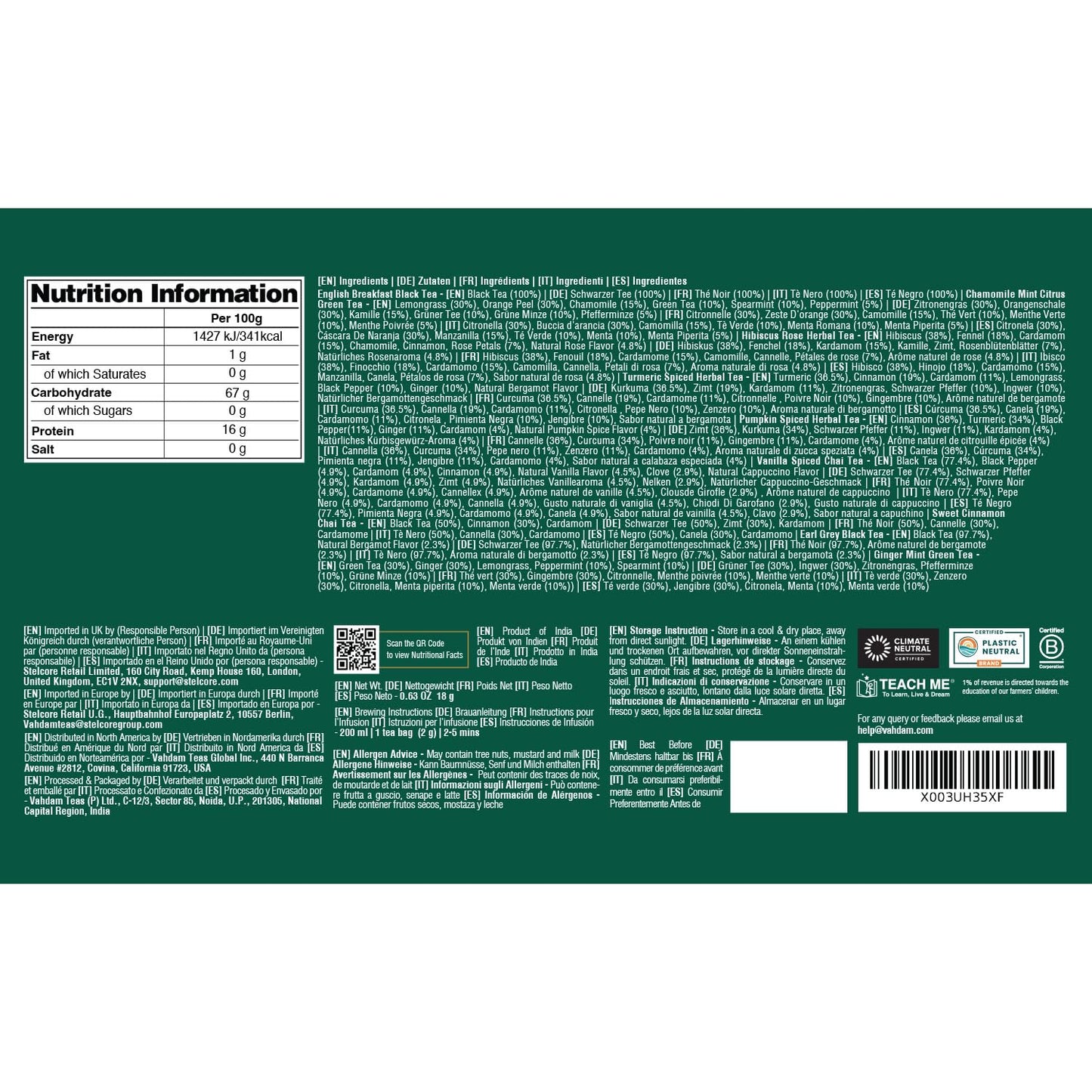 VAHDAM, Merry Christmas Tea Gift Set (9 Individually Wrapped Tea Bags) Limited Edition -Gluten Free, Non GMO | Christmas 2025 Gift Ideas | Christmas Gifts For Women 2025 & Christmas Gifts For Men 2025