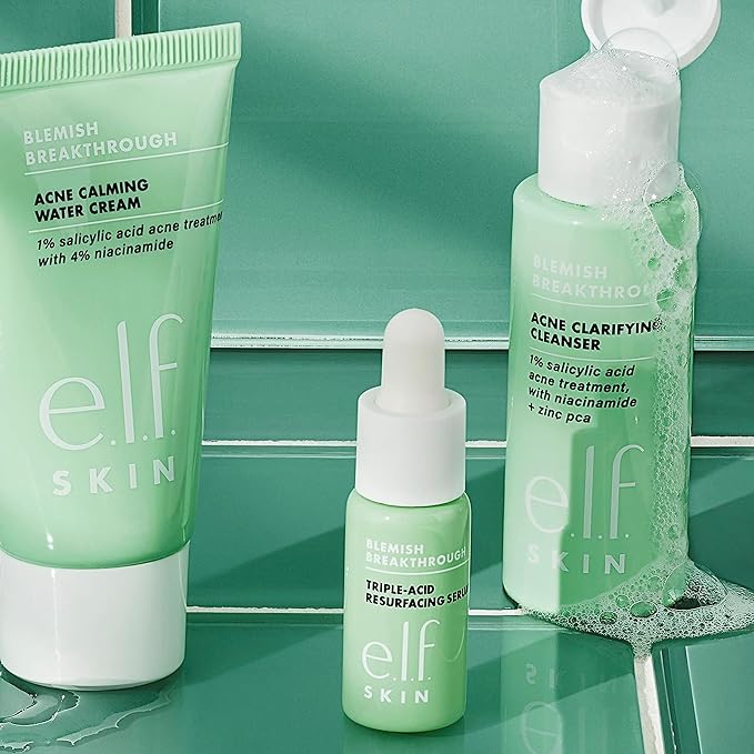 e.l.f. SKIN Blemish Breakthrough Blemish Control Basics Kit, Travel-Size Acne Skincare Routine, Cleanser, Serum & Moisturizer, Vegan & Cruelty-Free