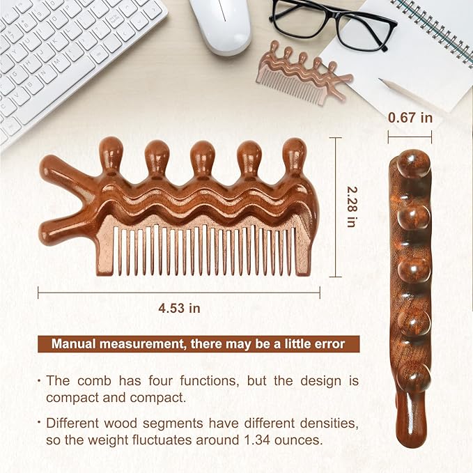 Wooden Scalp Comb, Pocket Fine Tooth Hair Combs for Women/Men, Natural Wooden Massage Comb (ProElite)