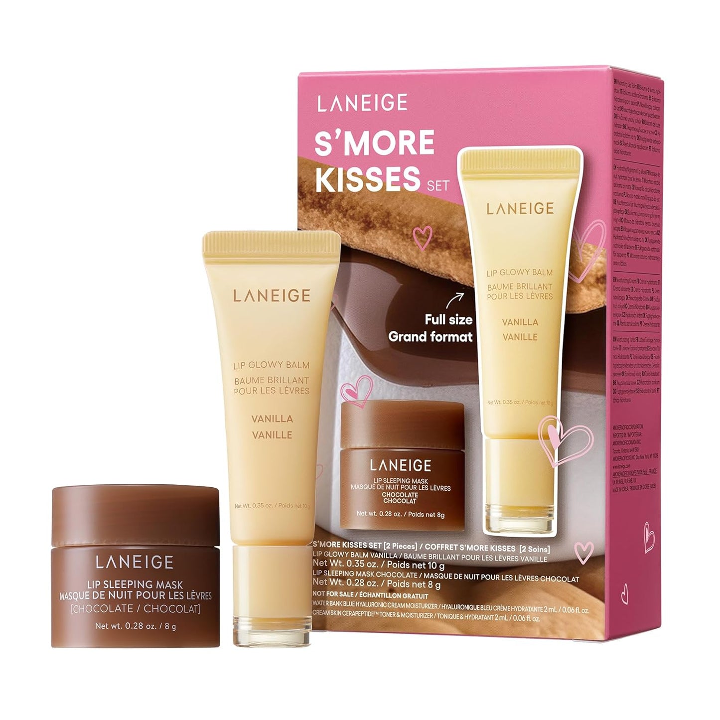 LANEIGE Lip Glowy Balm: Sheer Tinted Lip Moisturizer with Shea Butter, for Hydrating Shine & Soft Lips (S’more Kisses Set)