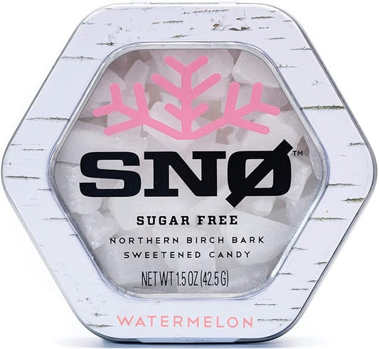Watermelon KETO Xylitol Candy Chips - SNØ 1.5oz Tin - Sugar-Free Candy With Only 2 Ingredients | Low Carbs, Diabetic-Friendly, Non-GMO, Vegan, GF & Kosher | Purest candy in the world!