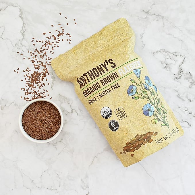 Anthony's Organic Brown Whole Flaxseed, 2 lb, Batch Tested and Gluten Free, Raw, Non GMO, Sproutable, Keto Friendly