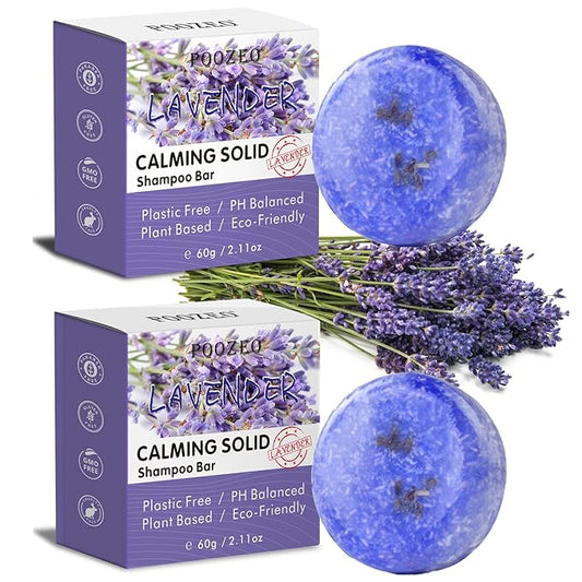 2 Pack Lavender Shampoo Bar,Solid Hair Bar And Conditioner Effect Hair Soap,Organic Shampoo Bars For Hair With All Natural Plant Based Essential Oils,Stocking Stuffers,Gifts for Women