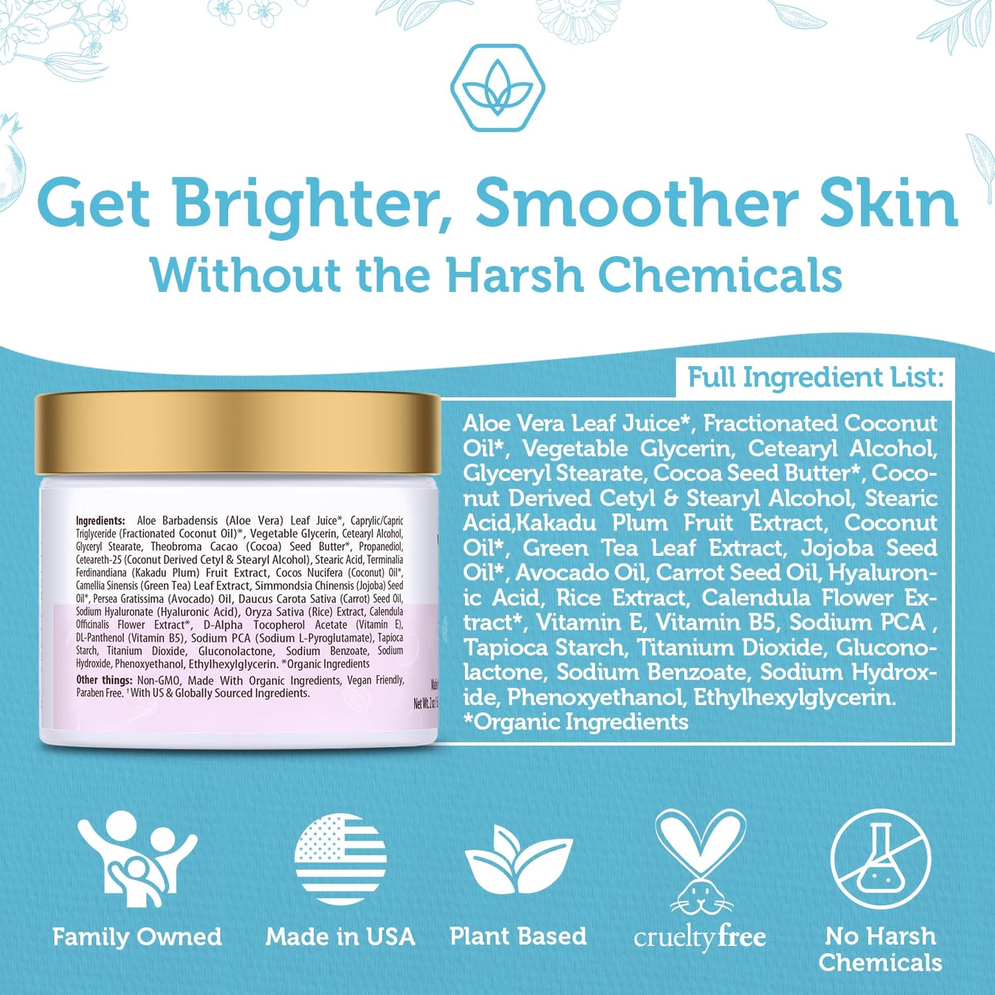 Advanced Vitamin C Face Cream - Brightening & Nourishing with Jojoba Oil, Kakadu Plum for Fine Lines, Wrinkles