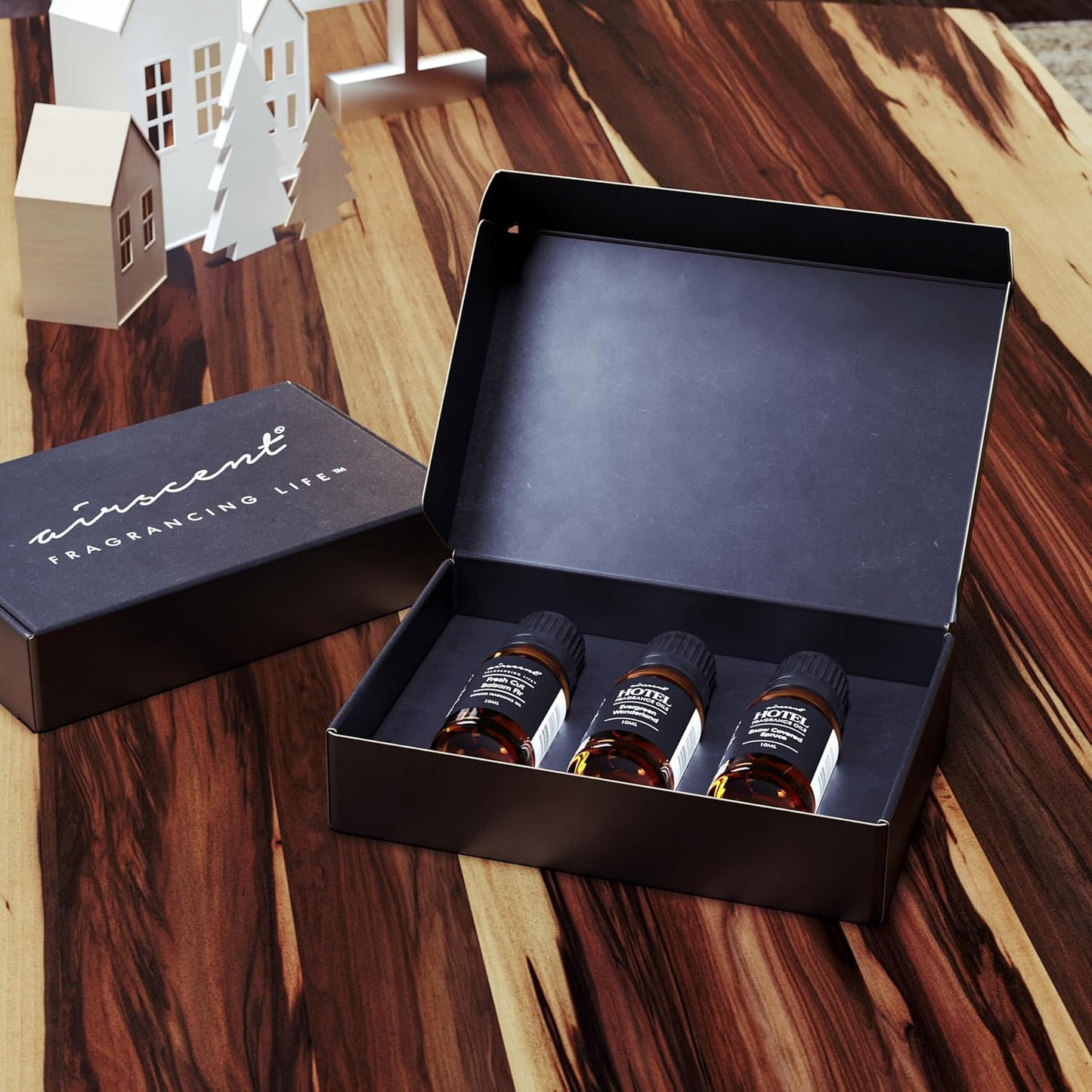 AirScent Christmas Tree Diffuser Oil 3 Pack Gift Set - 10 mL, 0.34 fl oz Fragrance Oil Set - Evergreen Wonderland, Fresh Cut Balsam Fir and Snow Covered Spruce Scents