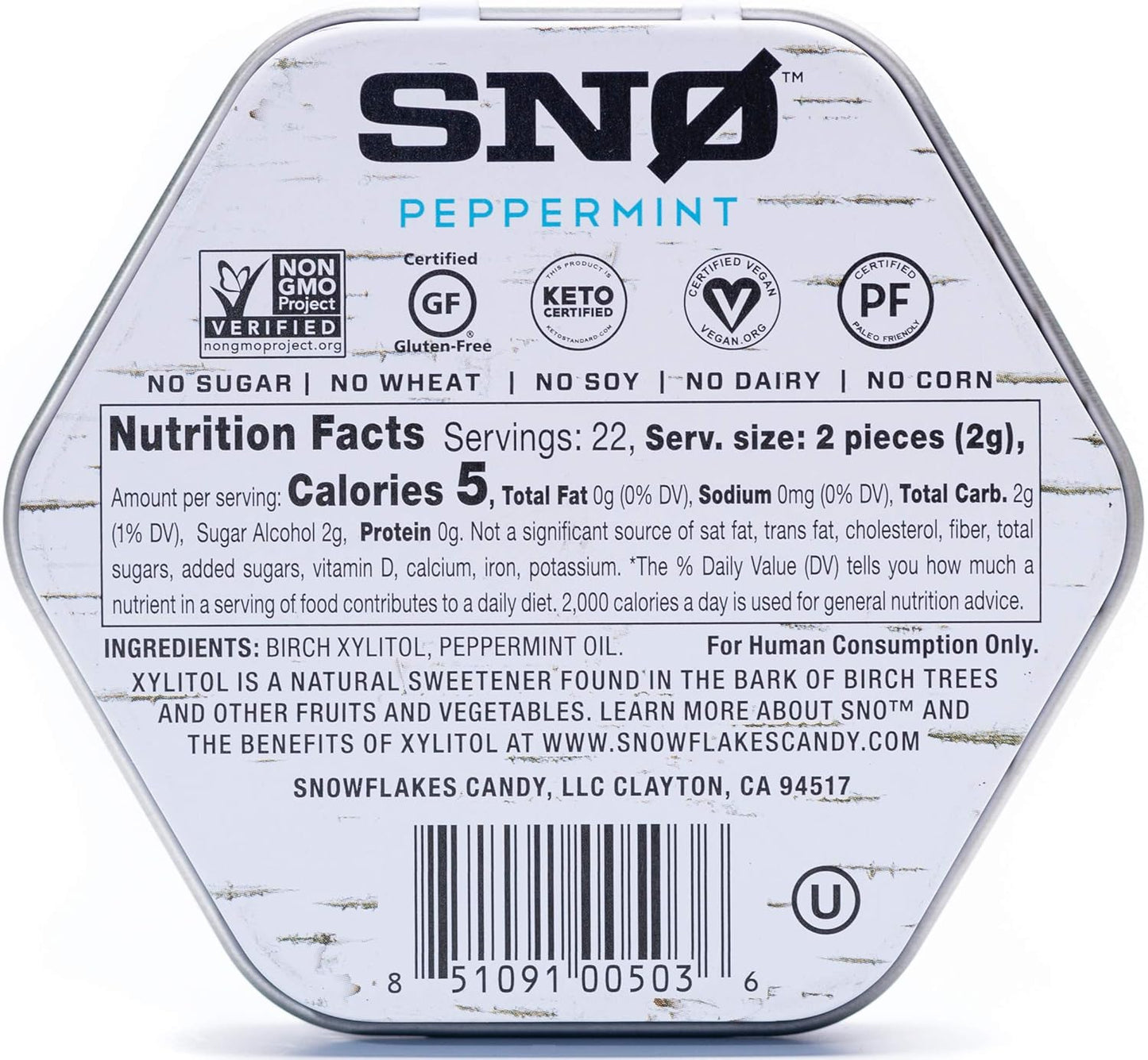 Mint Assortment KETO Xylitol Candy Chips (3-Pack) - SNØ 1.5oz Tin - Sugar-Free Candy With Only 2 Ingredients | Low Carbs, Diabetic-Friendly, Non-GMO, Vegan, GF & Kosher | Purest candy in the world!