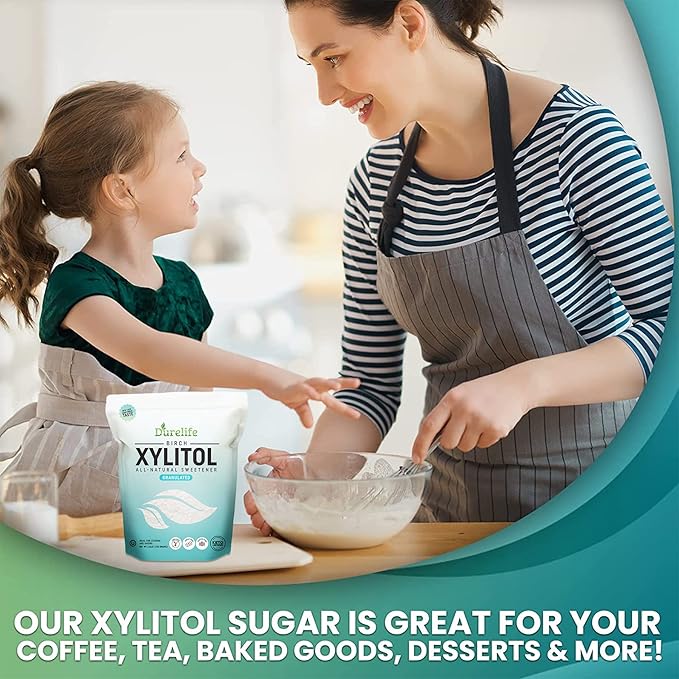 DureLife XYLITOL Sugar Substitute 10 LB (160 OZ) Made From 100 % Pure Birch Xylitol NON GMO - Gluten Free - Kosher ,Natural sugar alternative,