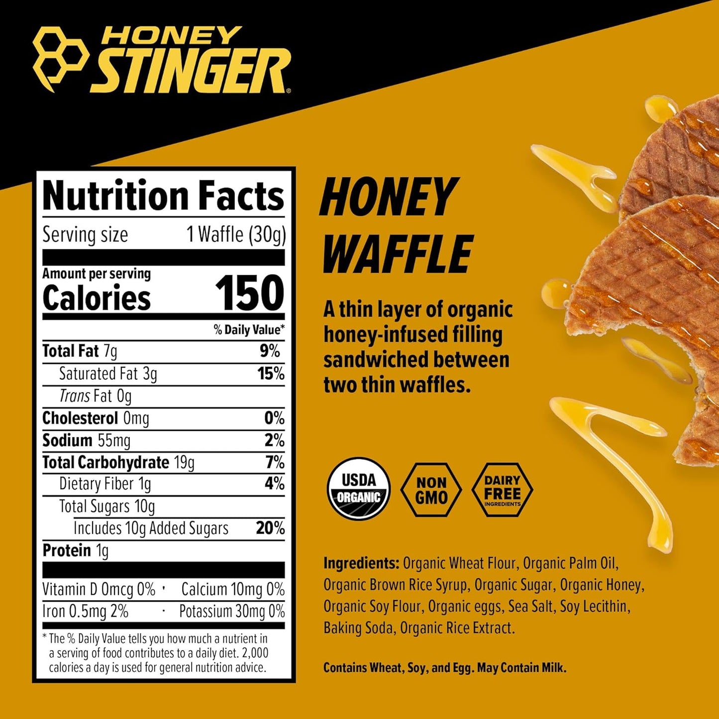 Honey Stinger Organic Energy Waffle Variety Pack, 12 Honey Waffles and 6 Vanilla, Nutritious Stroopwafel Snack for Exercise, Endurance and Performance