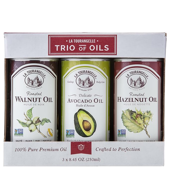 La Tourangelle, Favorites Trio of Oils - Roasted Walnut Oil, Avocado Oil, Toasted Sesame Oil, Gift Set, 8.45 fl oz (Set of 3)