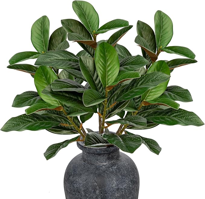 Briful Artificial Magnolia Leaves Stems 3PCS 29.1" Faux Magnolia Branches Fake Greenery Stems for Tall Vase Floral Arrangement Wedding Bouquet Centerpiece Rustic Home Decoration