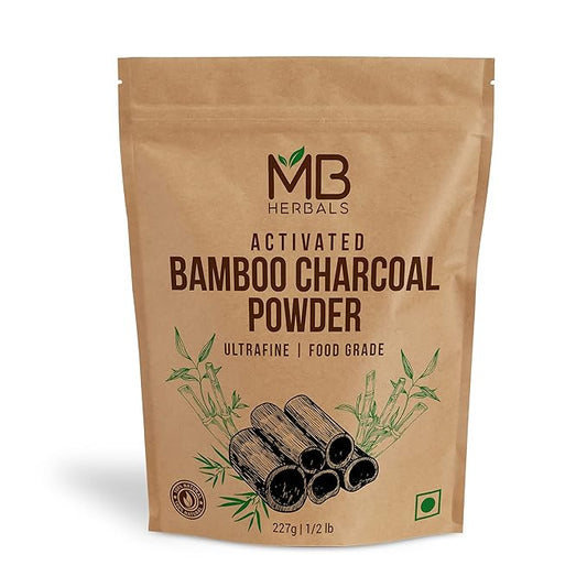 MB Herbals Activated Charcoal Powder 8 oz (227 Gram / 0.5 LB) | Food Grade Bamboo Charcoal Powder | Deep Cleanses & Detoxifies Skin & Hair | Ingredient for ToothPowder - Packing may Vary