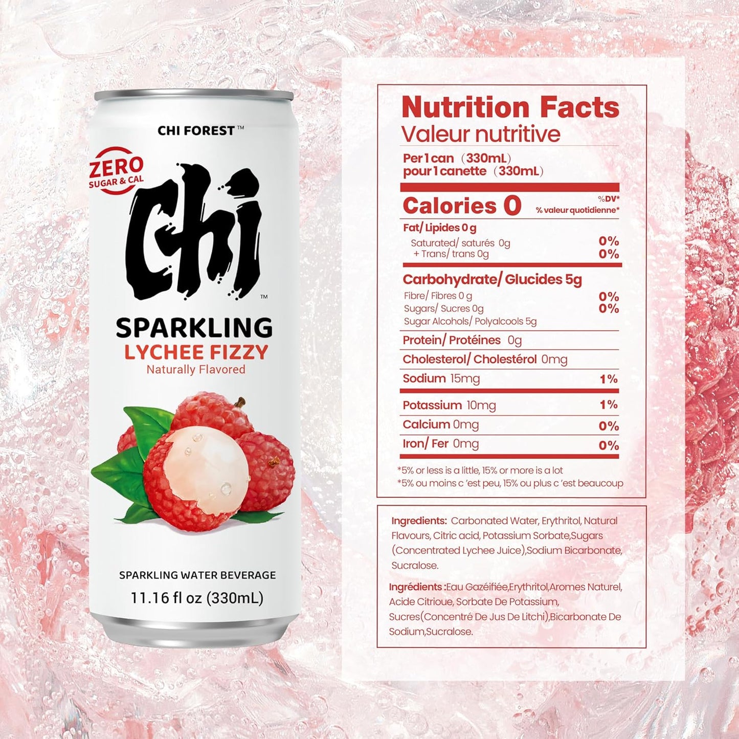CHI FOREST Lychee Fizzy Sparkling Water (11.15 oz* 24)