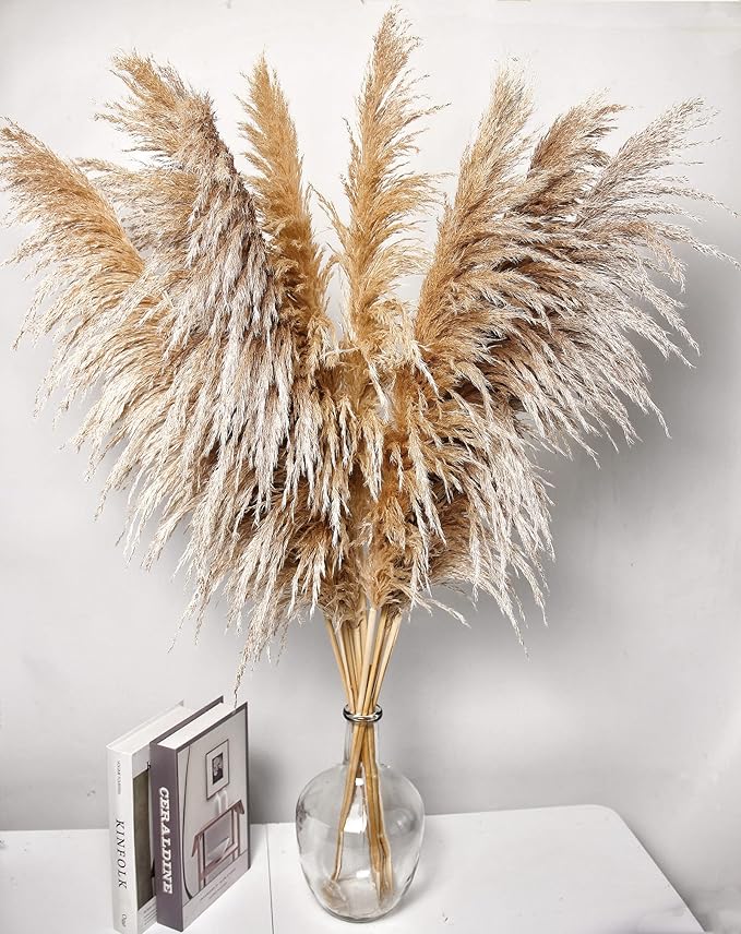 40" inch 10 Stems Pampas Grass Decor Tall, Pampas Grass Bouquet, Natural Dried Flowers for Wedding, Natural Home Decor, Wall Grass, Glam Decor