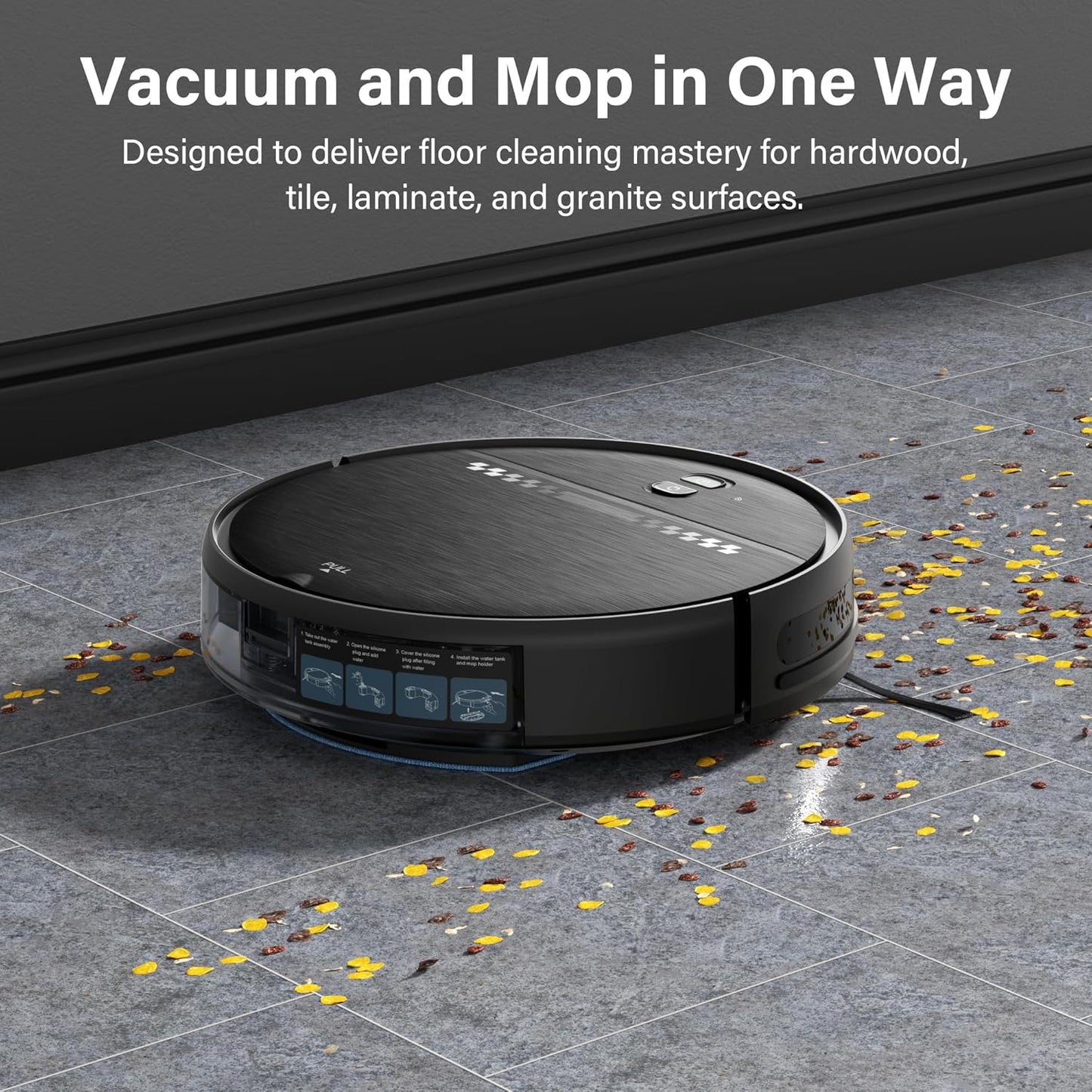Robot Vacuum and Mop Combo, 2-in-1 Robot Vacuum Cleaner, Perfect for Pet Hair, Hard Floor and Carpet, Anti-Bump, Anti-Fall, App, Voice and Remote Control