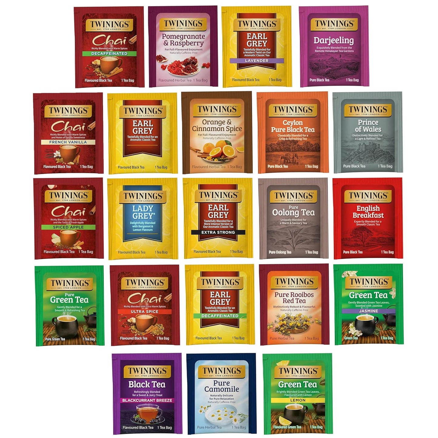 Twinings Tea Bag Sampler Assortment, Variety Pack (22 Count), 22 Unique Flavors for Tea Lovers: Women, Men, Couples, Family, Friends, Coworkers