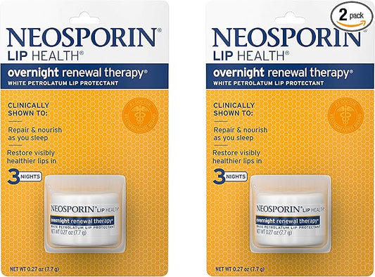 Neosporin Lip Health Overnight Healthy Lips Renewal Therapy Petrolatum Lip Protectant, 0.27oz. (Pack of 2)