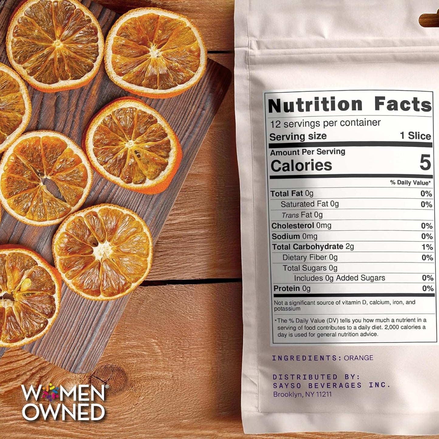 SAYSO Dehydrated Oranges | Dried Fruit Slices for Cocktail or Mocktail Garnish for Drinks | Premium Quality Citrus | Single Ingredient, Hand Selected, 12 Slices
