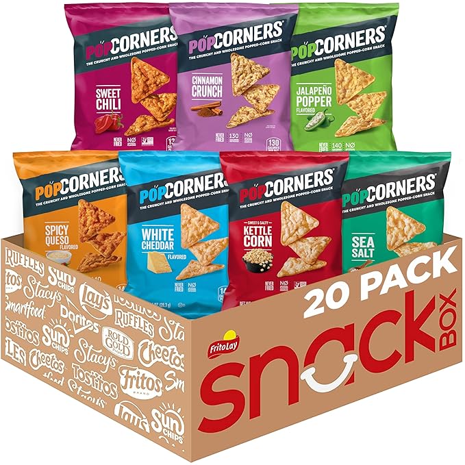 PopCorners Popped Corn Snacks, Sampler Pack, 1 Ounce (Pack of 20) (Assortment May Vary)