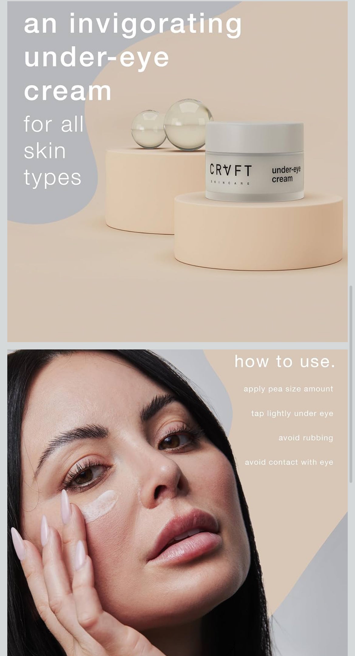 CRVFT Under Eye Cream | Brighten Dark Circles/Reduce the Appearance of Puffy Eyes | Peppermint Scented w/Caffeine | 30-Day Supply [.25 ounces]