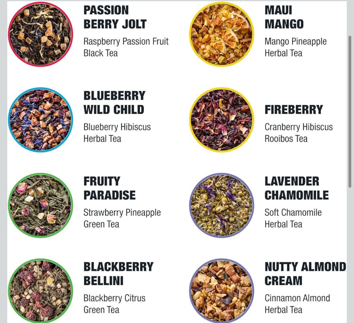 Tiesta Tea - Top 8 Favorites Sampler Set, Loose Leaf, Up to 80 Cups, High to No Caffeine, Hot & Iced, Tea Variety Pack with Green, Herbal, Black & Chai Brew, 8 Sample Pouches