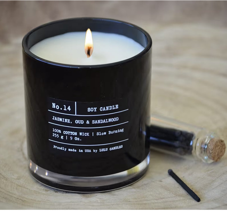 Lulu Candles | Bergamot & Amber | Smells Like Citrus & Musk | Luxury Scented Soy Jar Candle | Hand Poured in The USA | Highly Scented Long Lasting (9 Oz.)