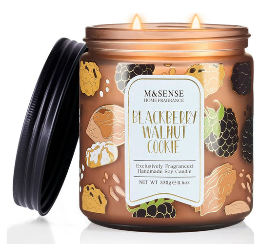 M&SENSE BlackBerry Walnut Cookie Scented Candle, Soy Wax candle, 11.6oz 70 Hours Non Toxic Slow Burn, Fruity Nutty Bakery Fragrance, Holiday Jar Candle for Home Decor, Relaxing Aromatherapy Gifts for Women