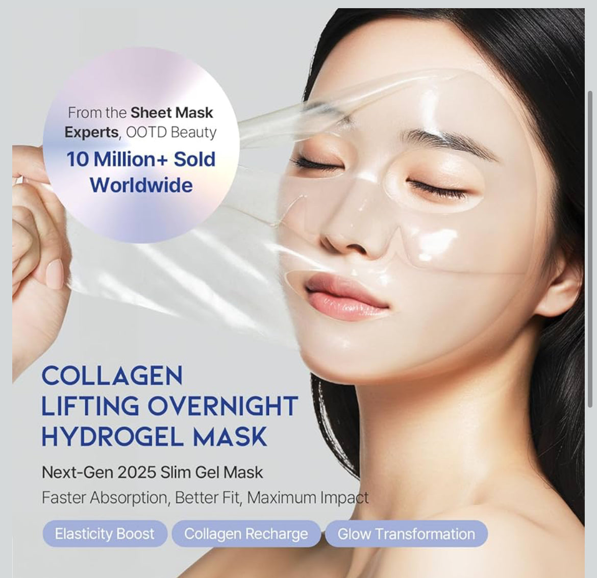 #OOTD Collagen, Hyaluronic Acid & Peptides for Elasticity, Hydration, and Firming. Lifting Hydrogel Sheet Mask - Face Mask (5pcs)