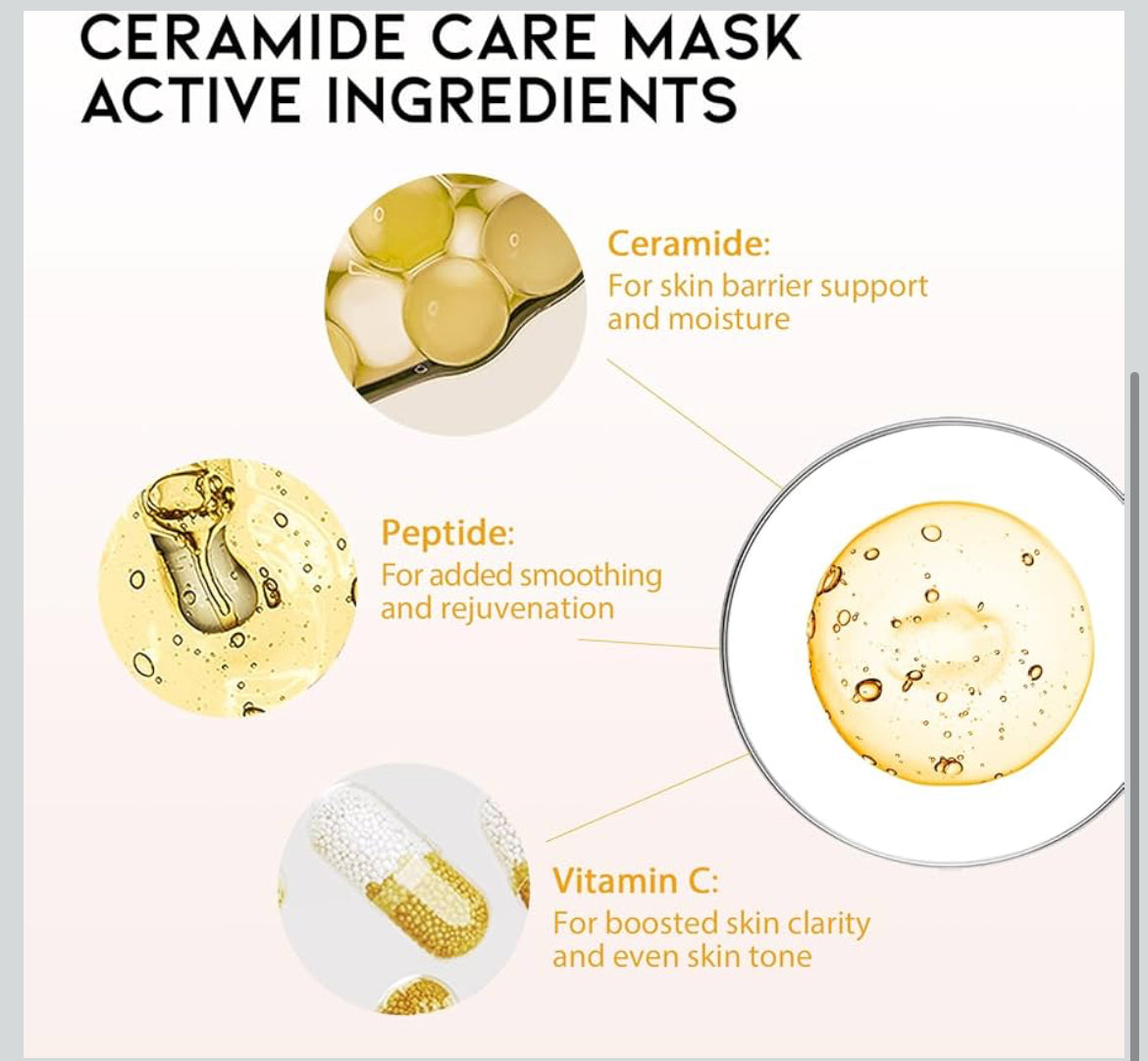 #OOTD Ceramide Brightening Sheet Mask For Face, Moisturizing, Anti Aging Ceramide, Peptide, Vitamin C, EVE Vegan 10EA