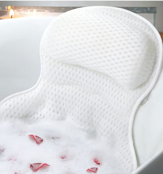 Bath Pillow Bathtub Pillow, Luxury Bath Pillows for Tub Neck and Back Support, Bath Tub Pillow Headrest with Soft 4D Mesh Fabric and Non-Slip Suction Cups, Relaxing Bath Accessories Spa Gifts