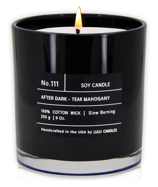 Lulu Candles | After Dark - Teak & Mahogany | Luxury Scented Soy Jar Candle | Hand Poured in The USA | Highly Scented Candles for Home Fragrance & Decor (9 Oz.)