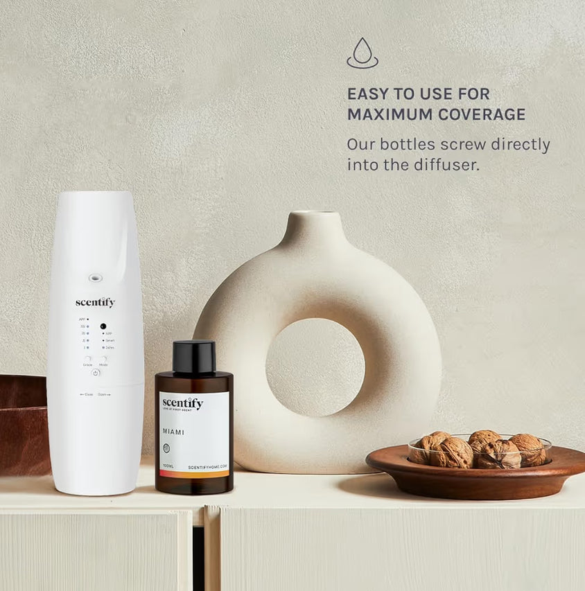 Scentify Miami Aroma Oil Refill Scent for Oil Diffusers - Creamy, Cashmere, Sandalwood, Musk Scents - Luxurious Relaxing Aromatherapy Diffuser Fragrance 100ml, 3.38 oz