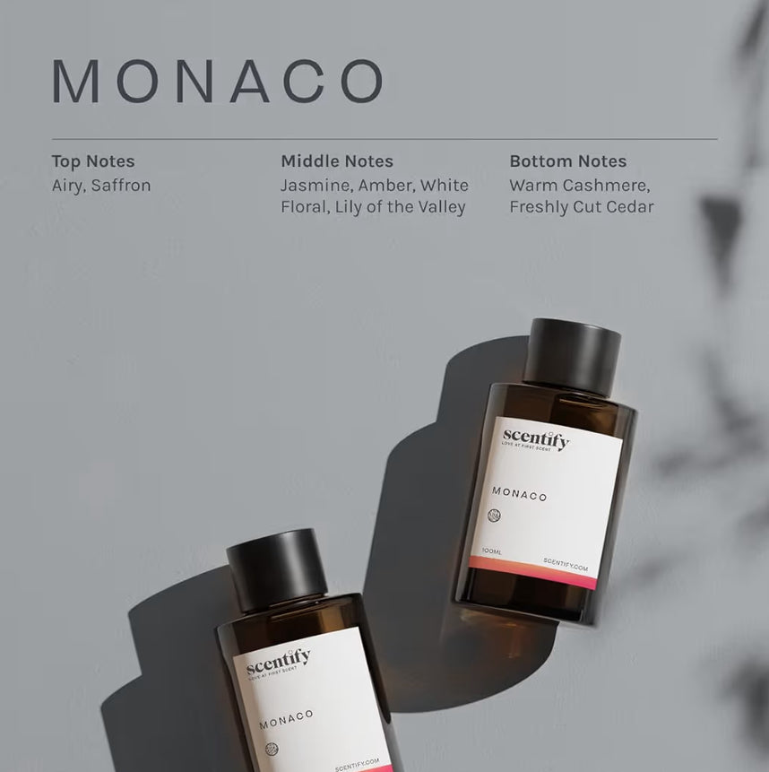 Scentify Monaco Luxurious Relaxing Aroma Oil Refill Scent for Oil Diffusers Aromatherapy Diffuser Fragrance
Saffron, Jasmine, Amber, Cedar Scents, 100ml, 3.38 oz
