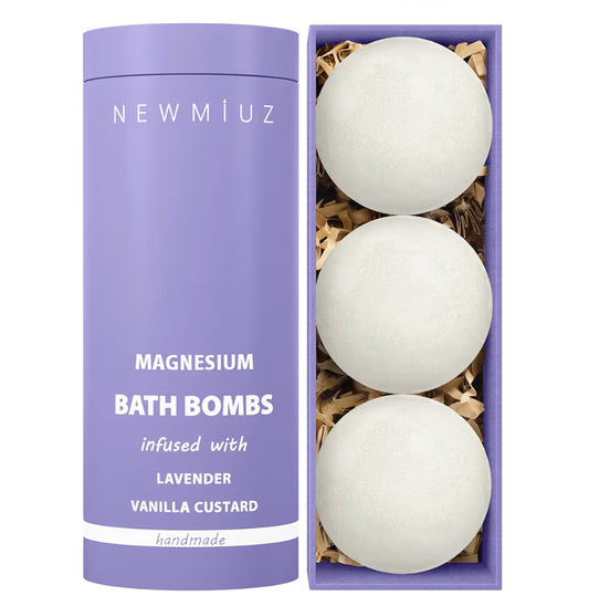 Magnesium Lavender Vanilla Luxury Fizzing Bath Bomb Sensitive Skin Formula for Relaxation Bath Moisturizing Shea Butter Stress Relief Gift for Women