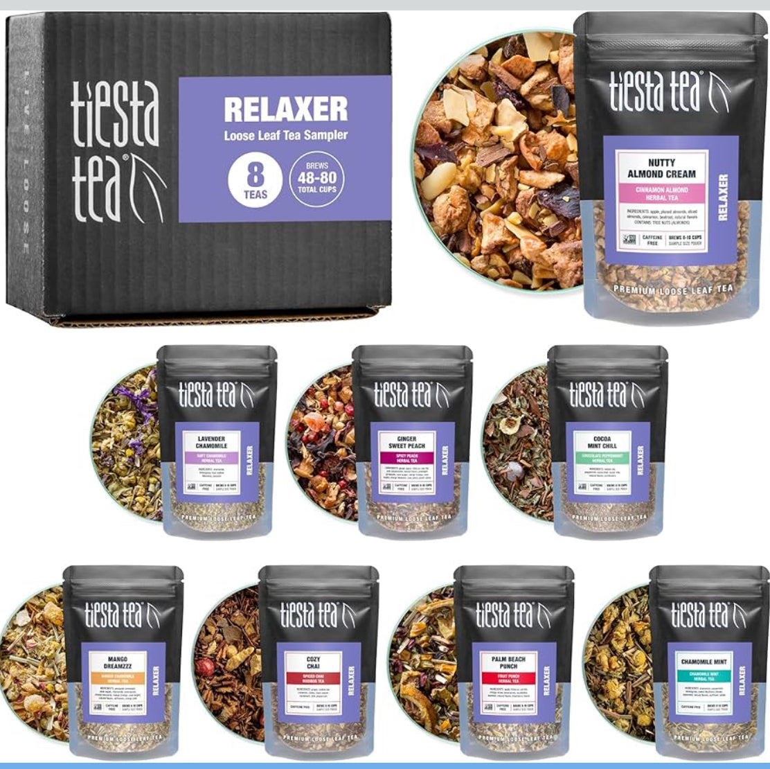 Tiesta Tea - 8 Herbal & Rooibos Sampler Dry Flight Set, Loose Leaf, No Caffeine, Makes Hot and Iced, Assorted Tea Sets with Herbal, Chai, Fruit Blends & More, 8 Resealable Sample Pouches