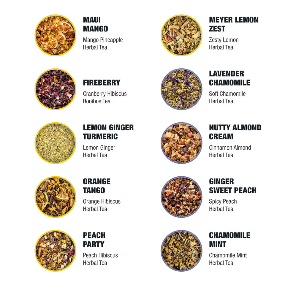 Tiesta Tea - Discovery Sampler Dry Flight Set, Loose Leaf, High to No Caffeine, Hot & Iced Up to 200 Cups, Tea Variety Pack with Green, Herbal, Black & Chai Brew, 20 Resealable Sample Pouches